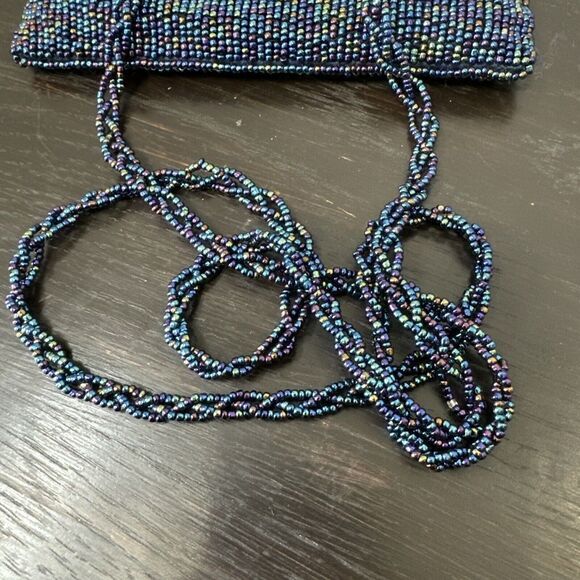 Iguana‎ Beaded Bag 5.75"x6.5" Blue, Multicolors. - Picture 4 of 6